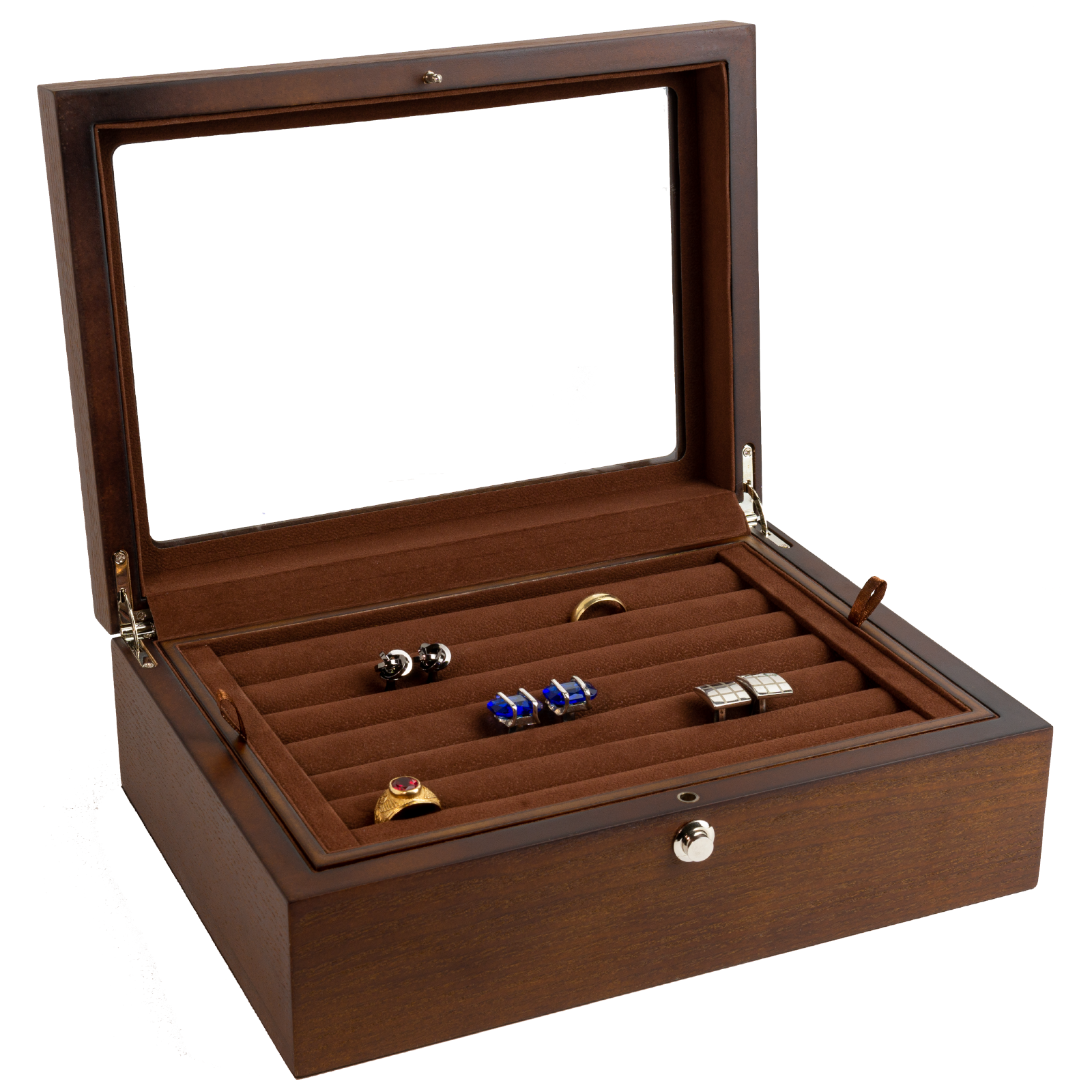 Estuche Caja Exhibidor Para Mancuernillas y Anillos de Madera Natural VCLB0203ATBK Compracom