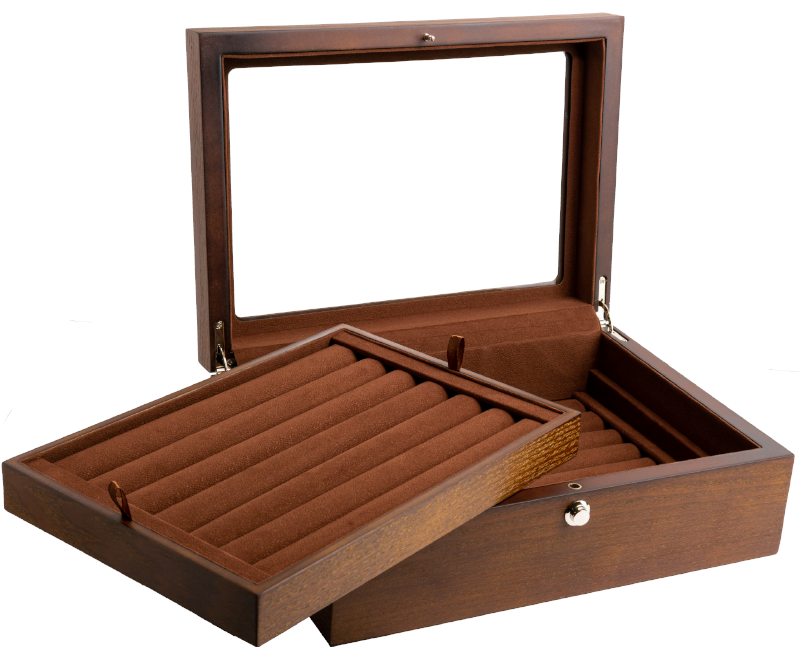 Estuche Caja Exhibidor Para Mancuernillas y Anillos de Madera Natural VCLB0203ATBK Compracom