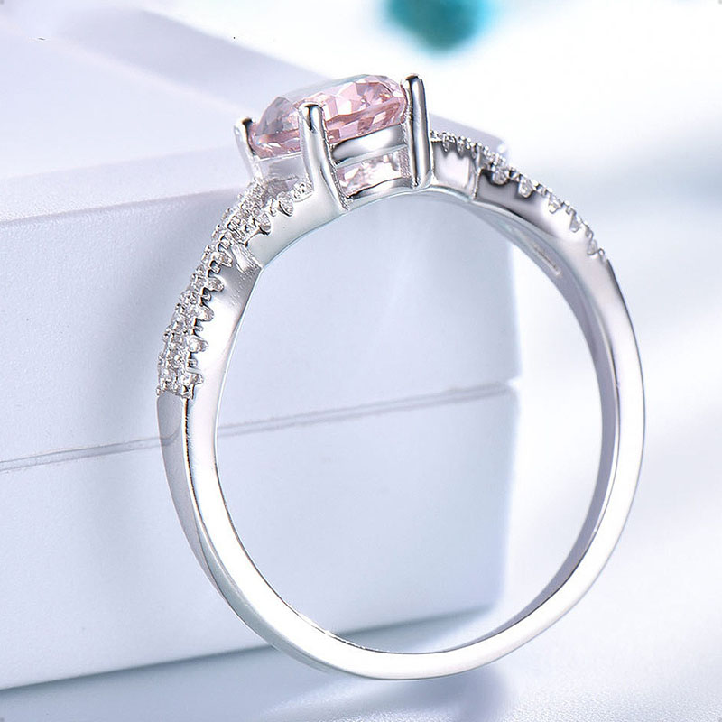 Anillo De Compromiso Plata Ley 925 Morganita Rosa  VAROURO + Estuche