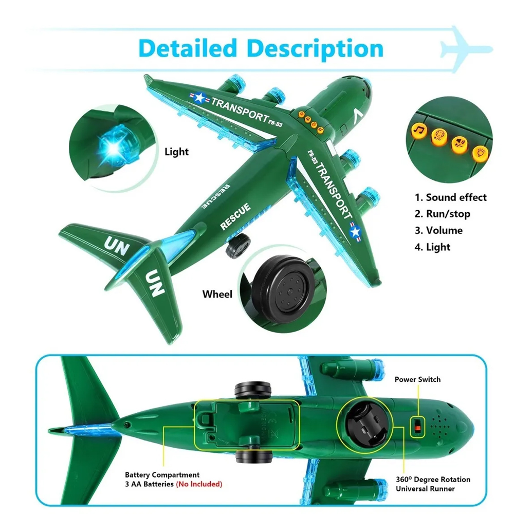 Juguete De Avión Eléctrico Con Luces Intermitentes Y Música