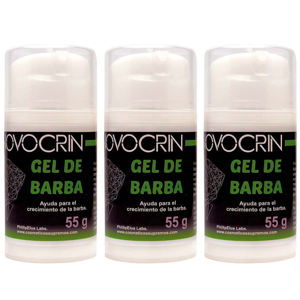 Crema Barba / Estimula crecimiento de nuevo bello, Barba más densa y pareja, Crecimiento barba y bigote / NOVOCRIN / 55 g Crecimiento de barba y bigote 3pzs