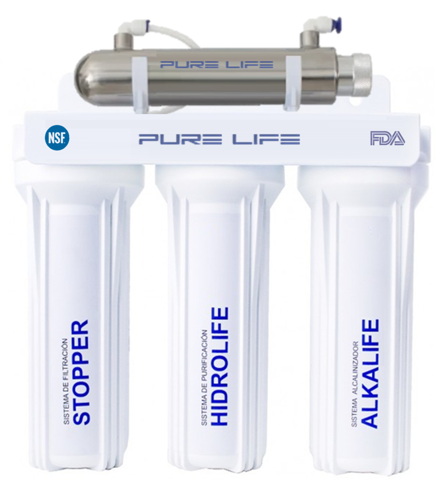 Purificador y alcalinizador de agua ALKALIFE 6 purificación en 4 etapas con cámara de luz UVC PURE LIFE MEXICO