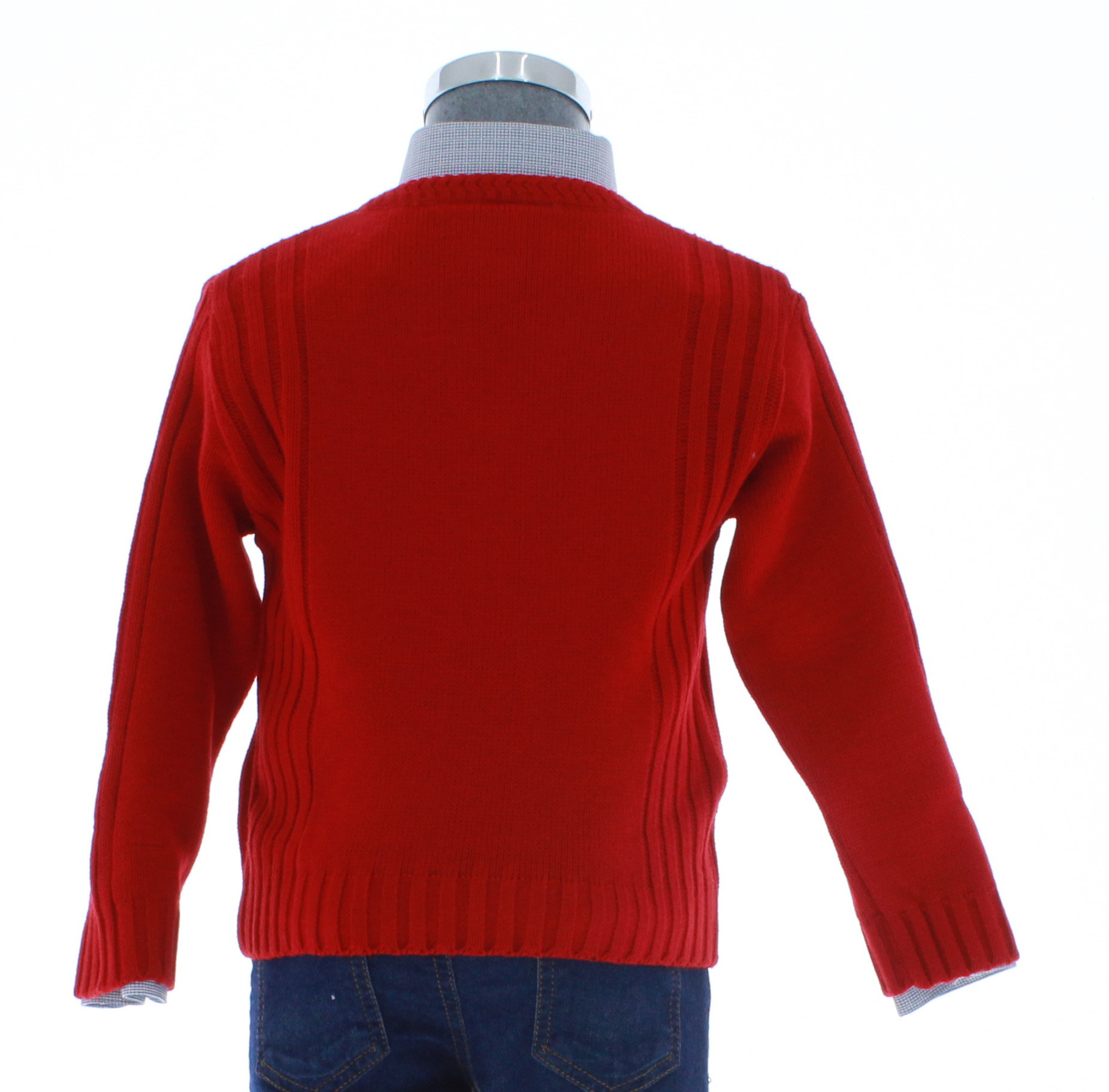 Sueter Niño Tejido Rojo Cuello V 2668 1 a 16 Años.