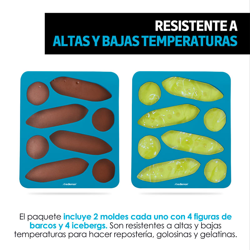 Moldes para Hielos de Silicón en Forma de Barco e Iceberg 2pz Redlemon