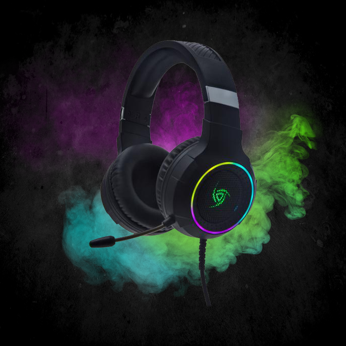 Audífonos para computadora VSG Shake color Negro con luces RGB Alámbricos 