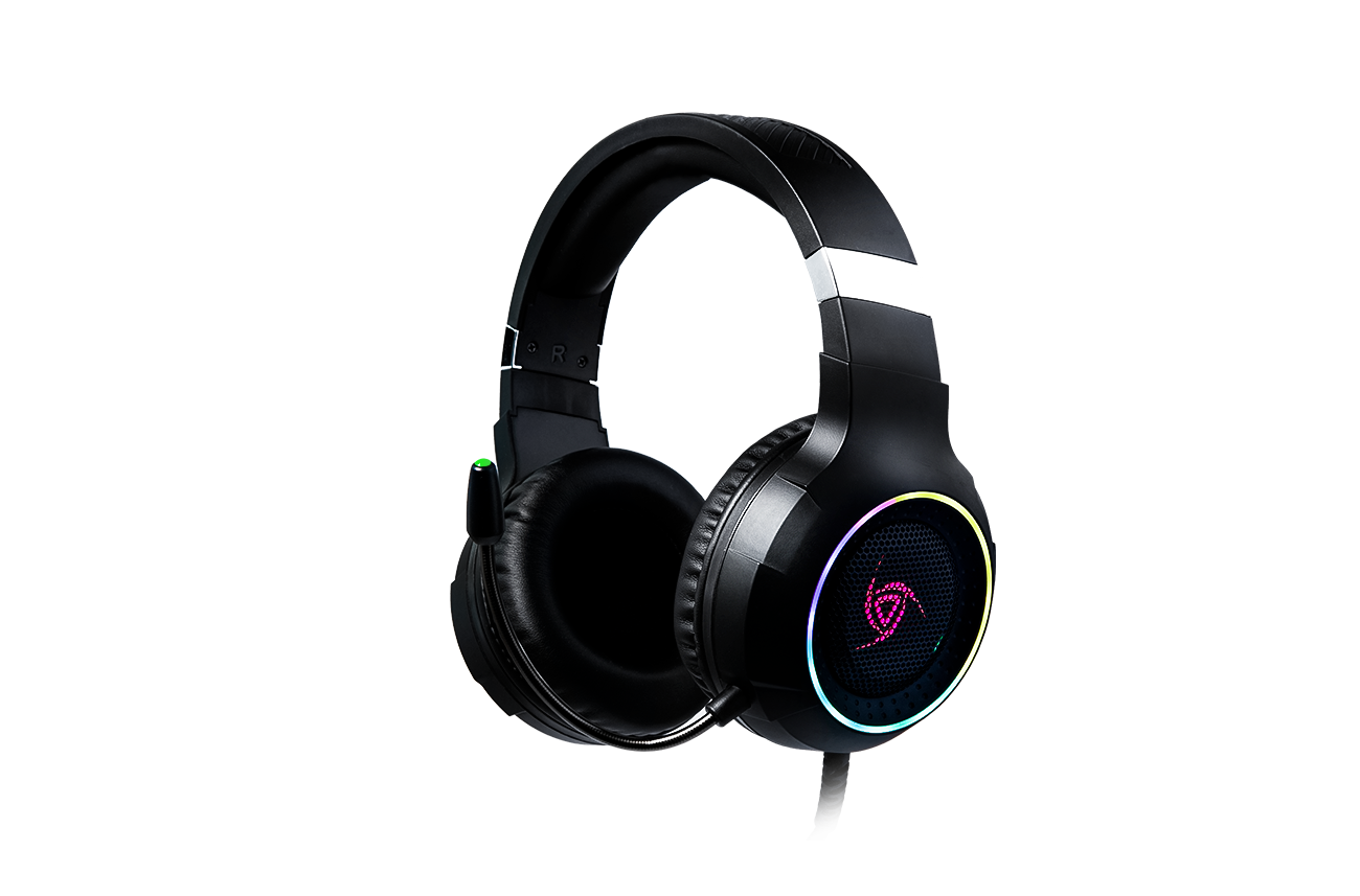 Audífonos para computadora VSG Shake color Negro con luces RGB Alámbricos 