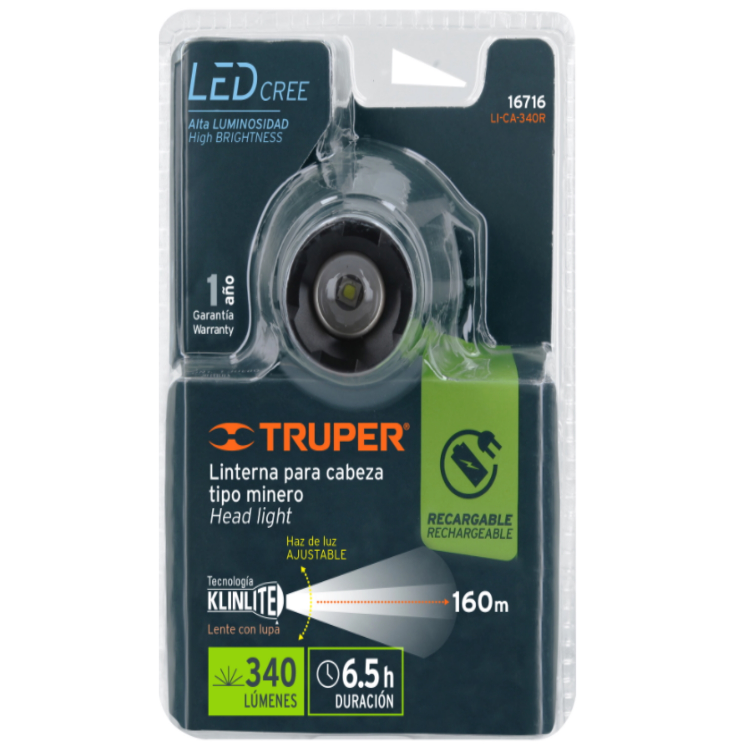 Linterna de Minero Recargable TRUPER 16716.