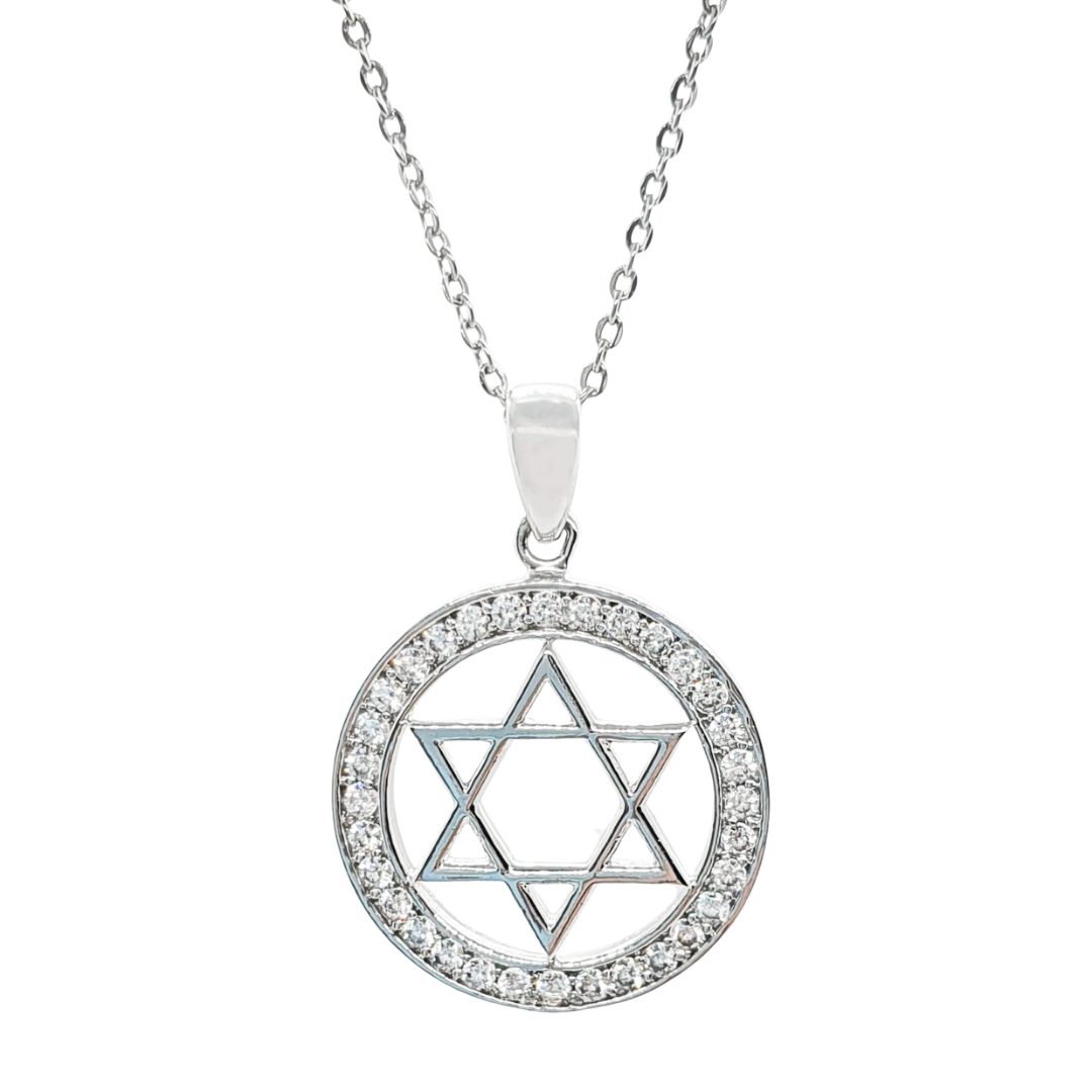 DIJE ESTRELLA DE DAVID Y CADENA MUJER PLATA .925 