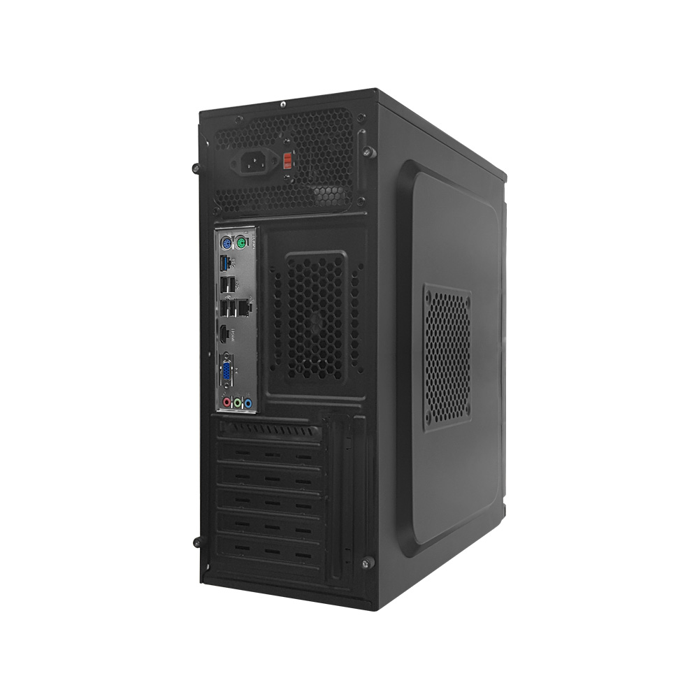 PC Celeron Dual Core J1800 8GB RAM 500GB Disco duro Gabinete ATX Mid-Tower Evotec EV-1015 con Fuente de Poder de 600W