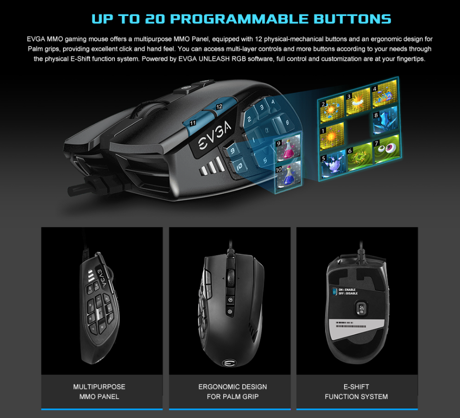 Mouse Raton Gamer EVGA X15 16,000 Dpi Rgb 8k USB para computadora