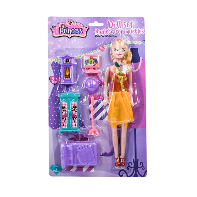 Muñeca con accesorios 27cm altura juguete para niña o casa de muñecas economico