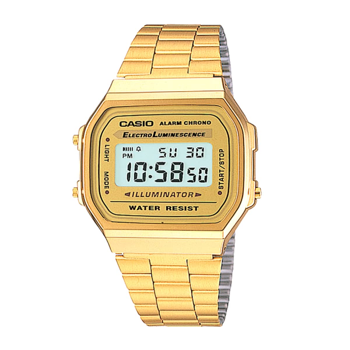 Reloj de pulso digital Unisex Casio resistente al agua color dorado mod. 151132