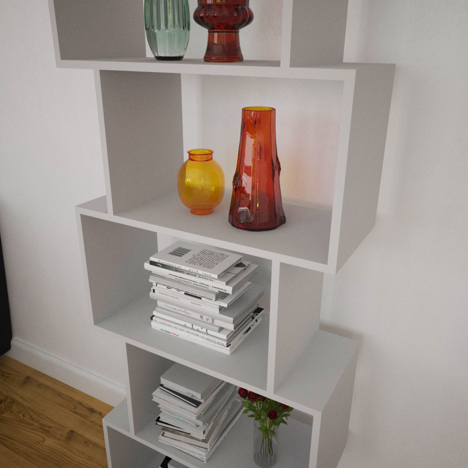 Librero minimalista alto gris