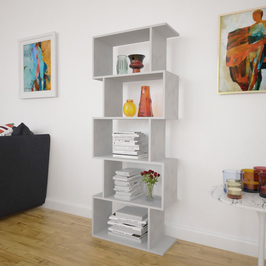 Librero minimalista alto gris