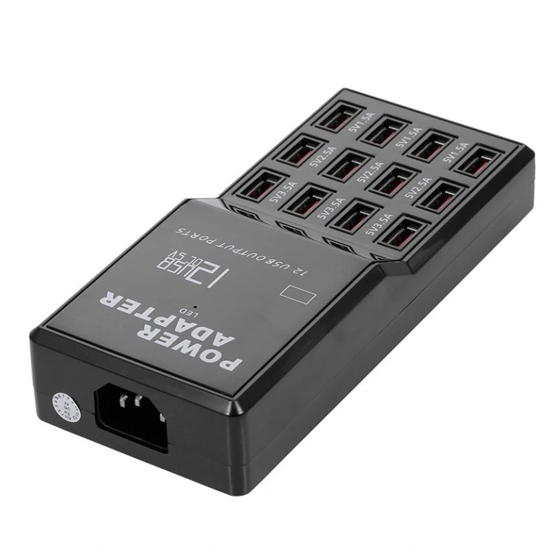 MULTICARGADOR USB 12 PUERTOS 12A 3.5A MAX USB FAST CHARGER