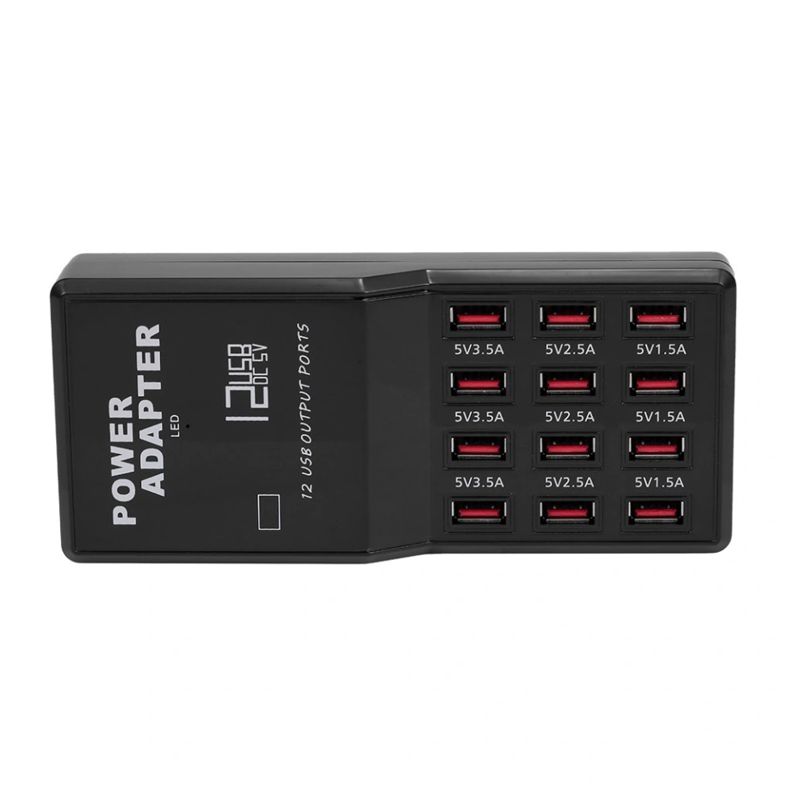 MULTICARGADOR USB 12 PUERTOS 12A 3.5A MAX USB FAST CHARGER