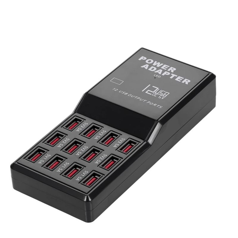 MULTICARGADOR USB 12 PUERTOS 12A 3.5A MAX USB FAST CHARGER