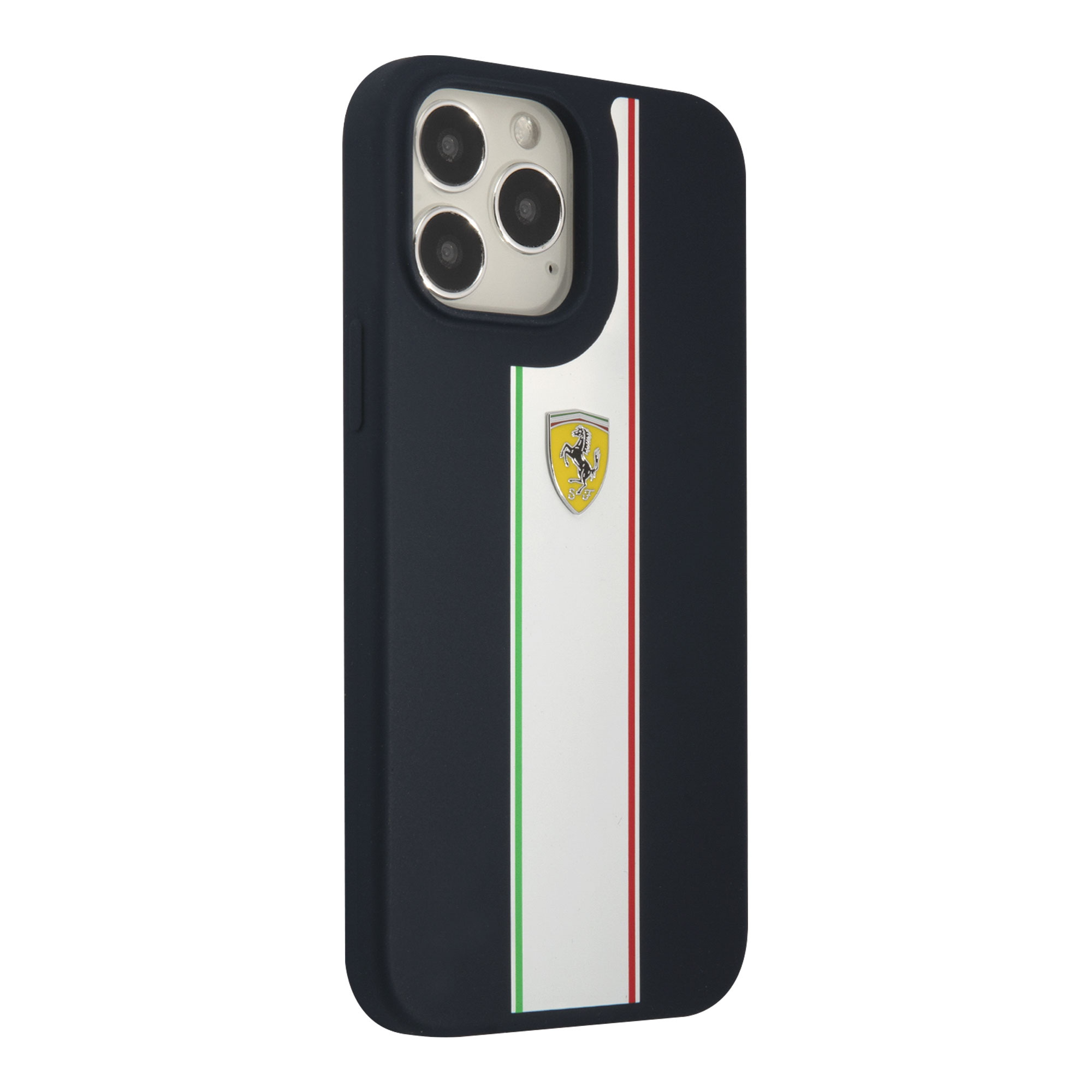 FUNDA IPHONE 13 PRO MAX FERRARI  PROTECTOR SILICÓN NAVY AZUL