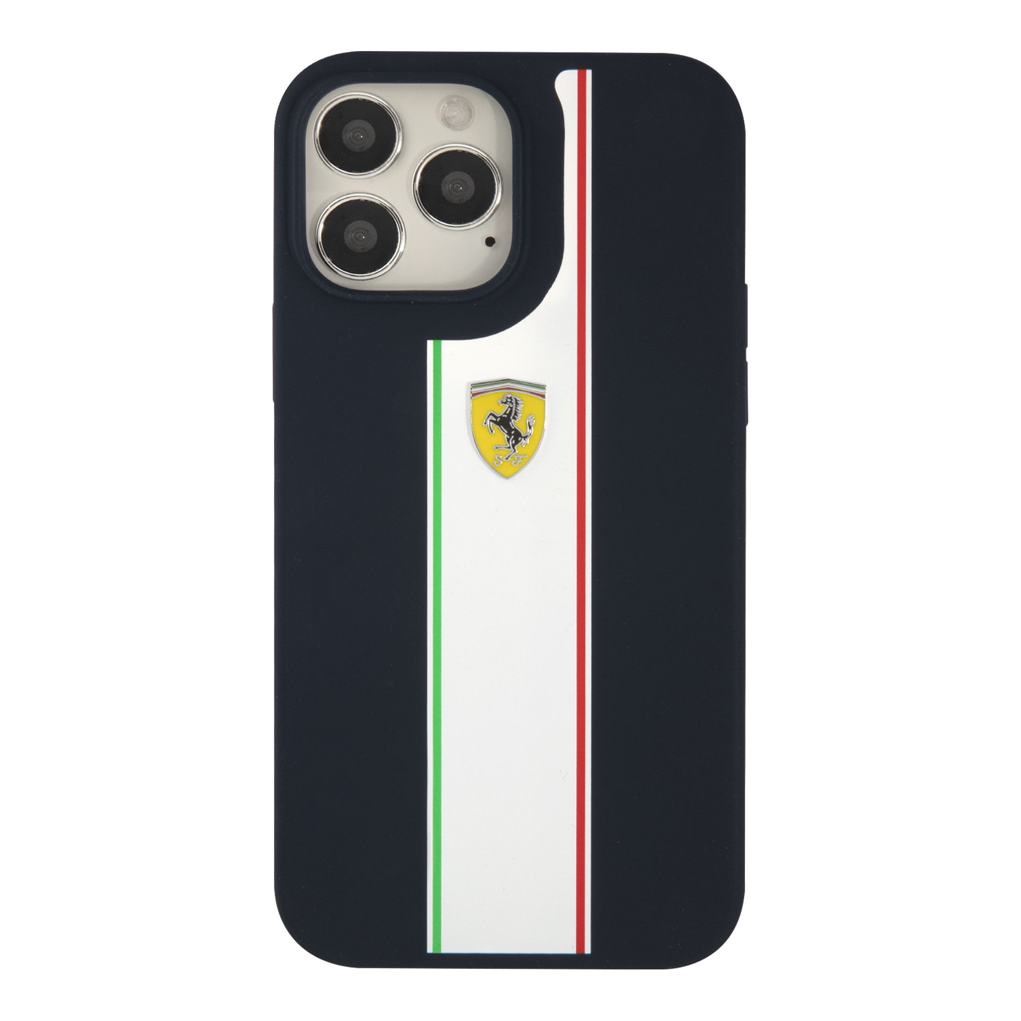 FUNDA IPHONE 13 PRO MAX FERRARI  PROTECTOR SILICÓN NAVY AZUL