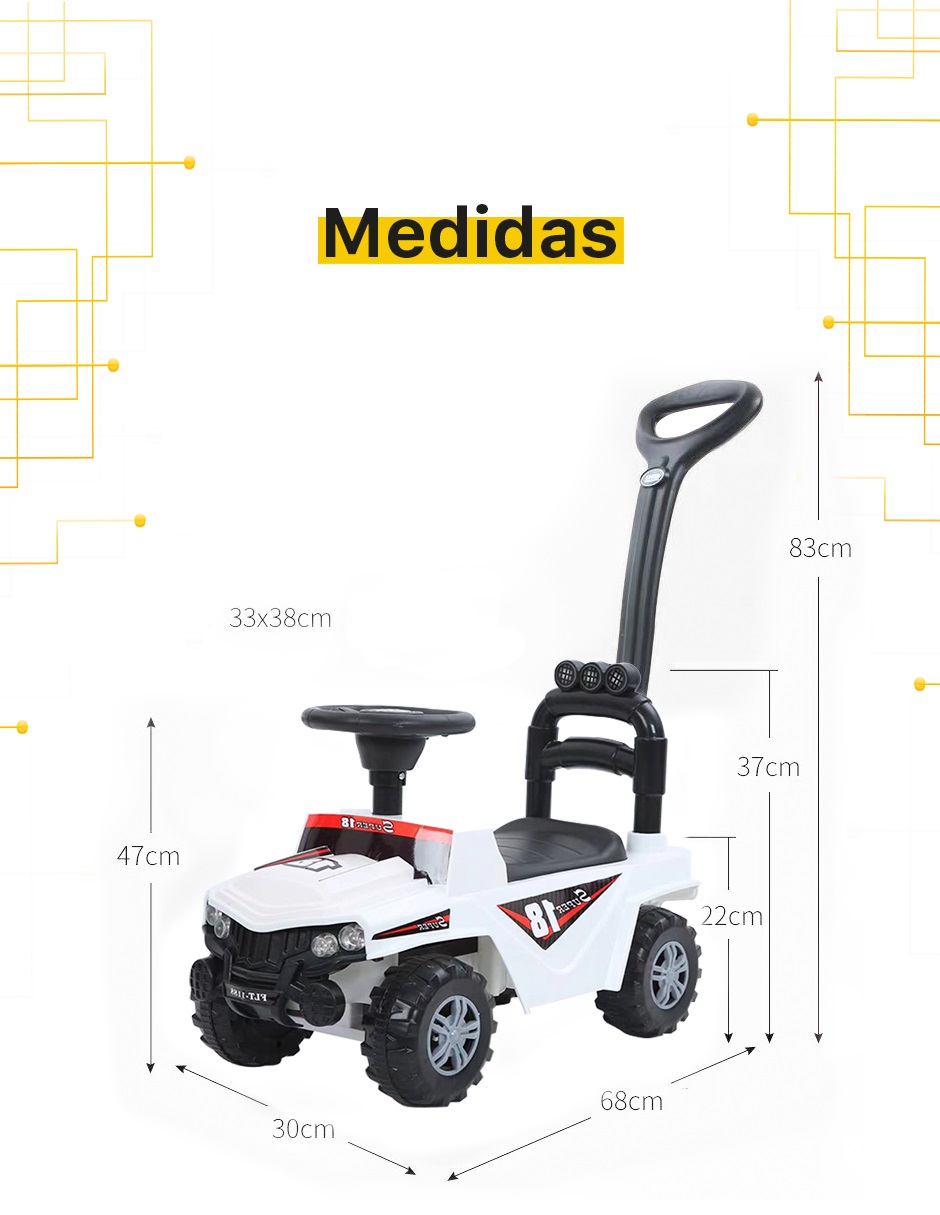 Carro Montable de Empuje Tipo Carriola para Bebe Luces - Sonido Color Blanco