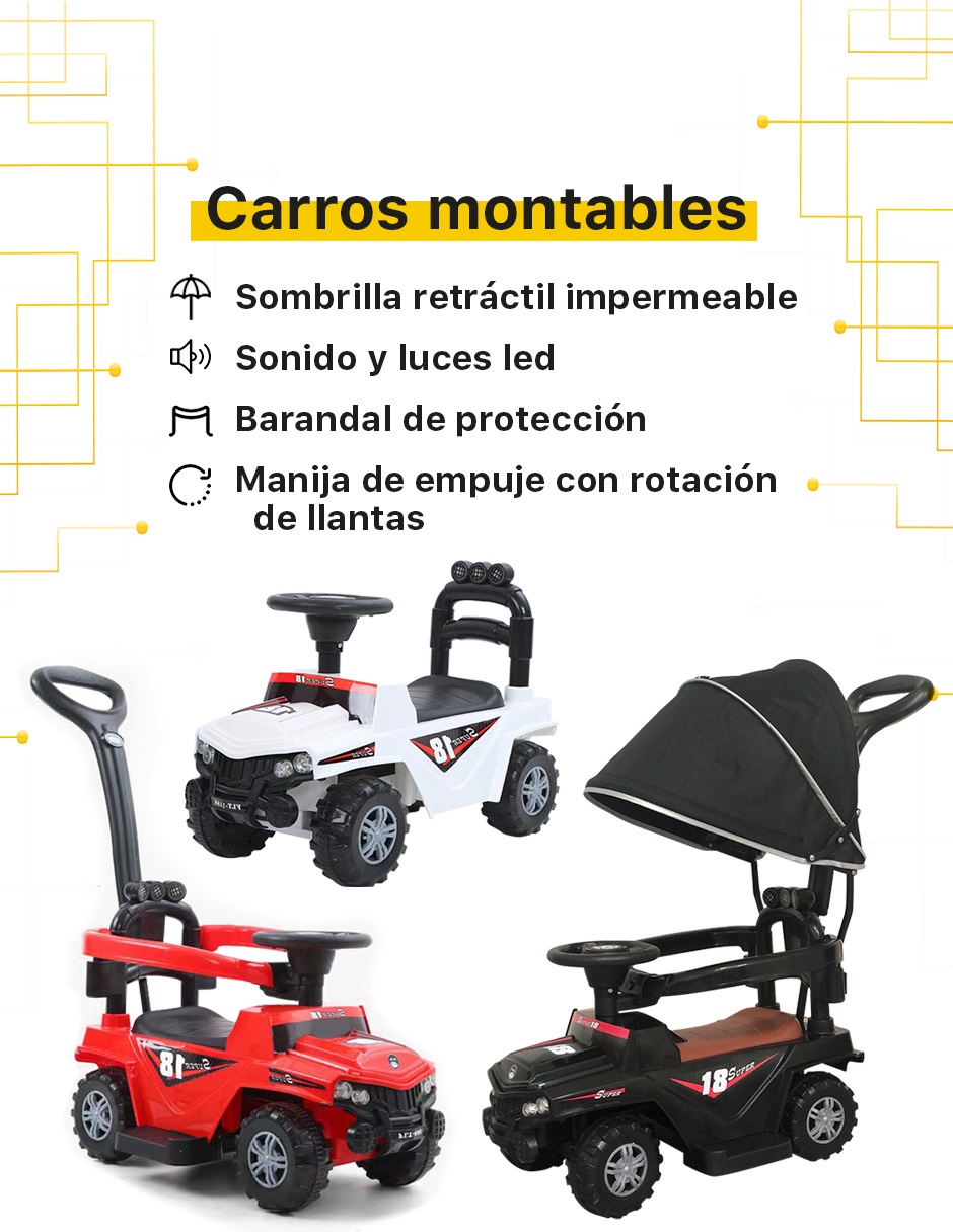 Carro Montable de Empuje Tipo Carriola para Bebe Luces - Sonido Color Blanco