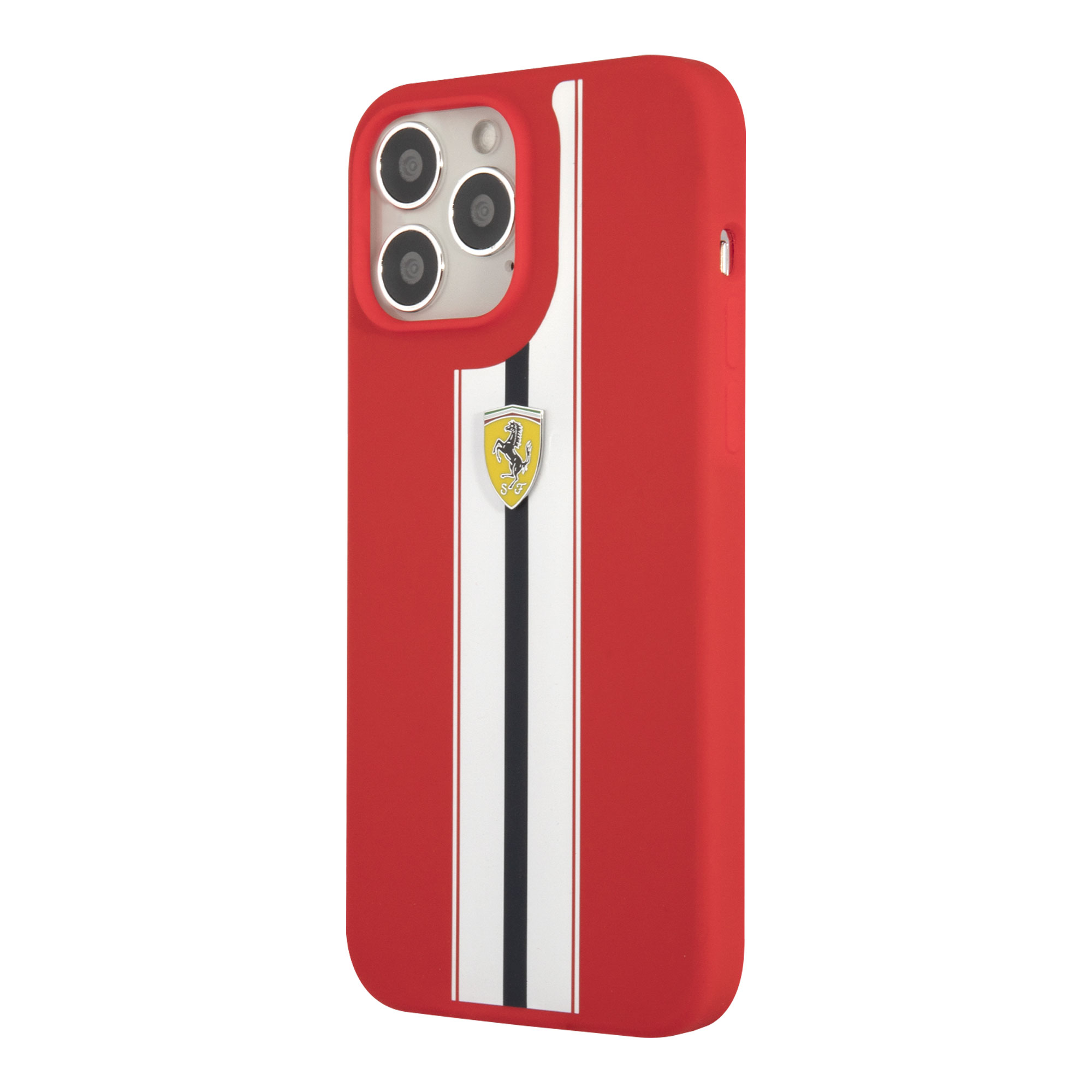 FUNDA IPHONE 13 PRO MAX FERRARI PROTECTOR  SILICON LINES ROJO