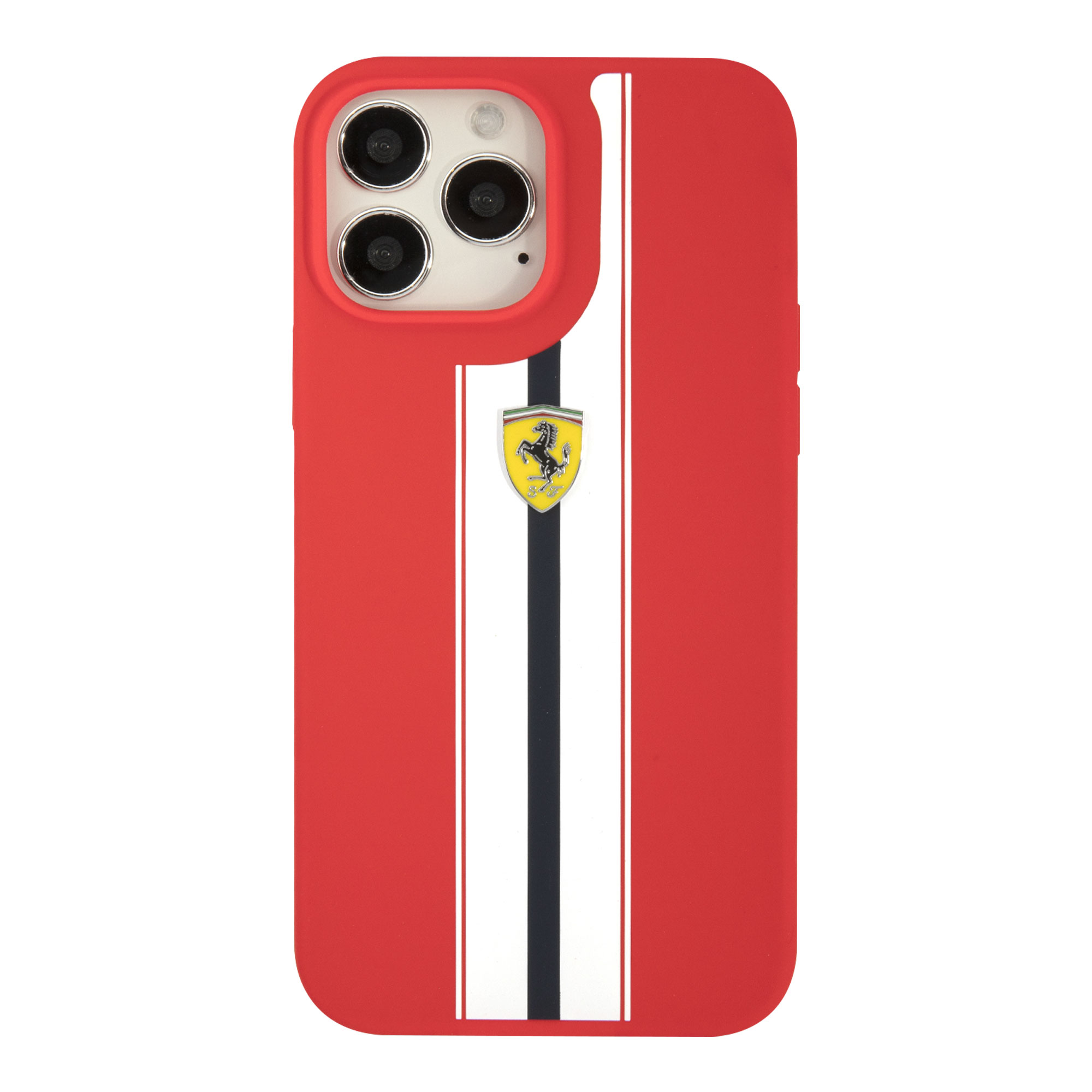 FUNDA IPHONE 13 PRO MAX FERRARI PROTECTOR  SILICON LINES ROJO
