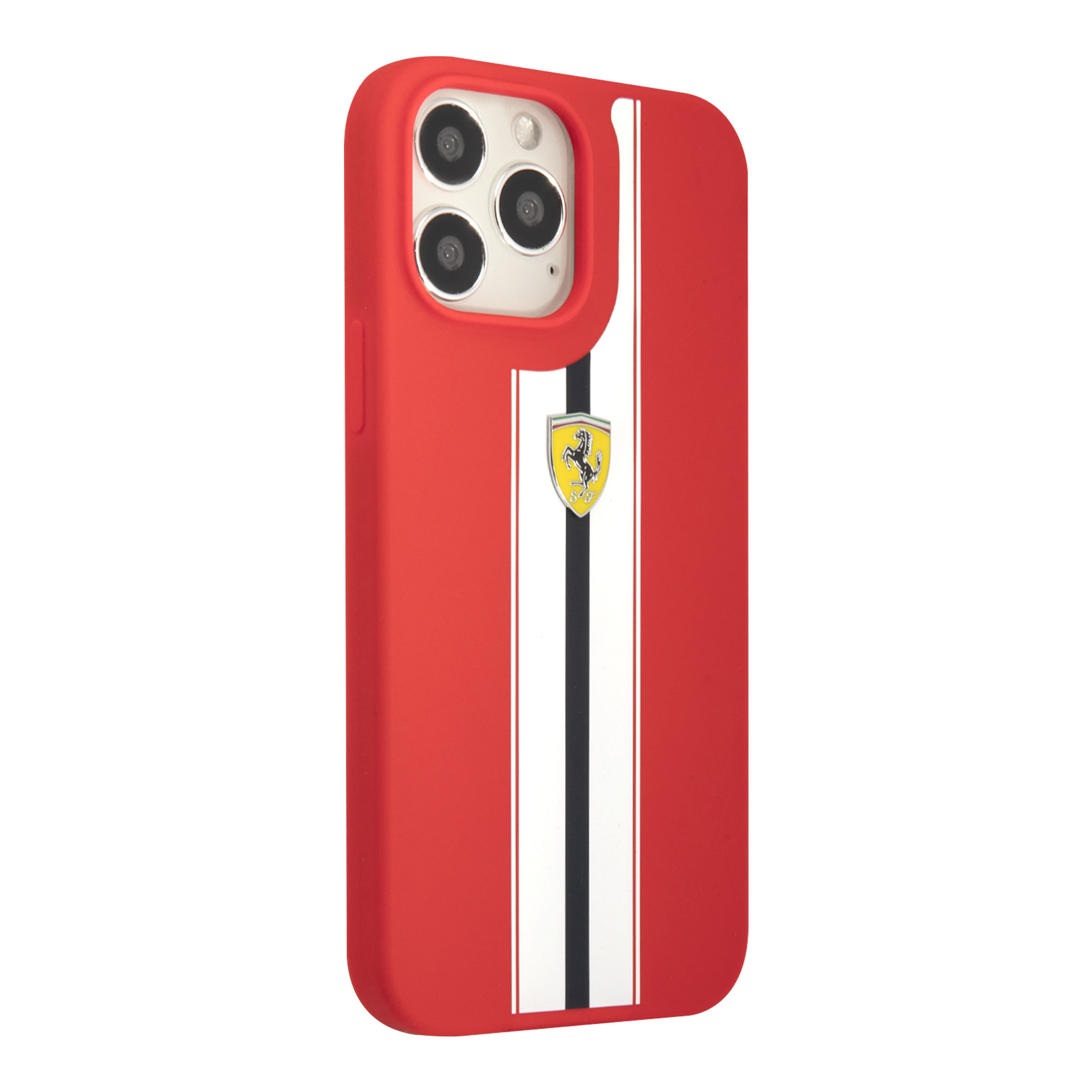 FUNDA IPHONE 13 PRO MAX FERRARI PROTECTOR  SILICON LINES ROJO