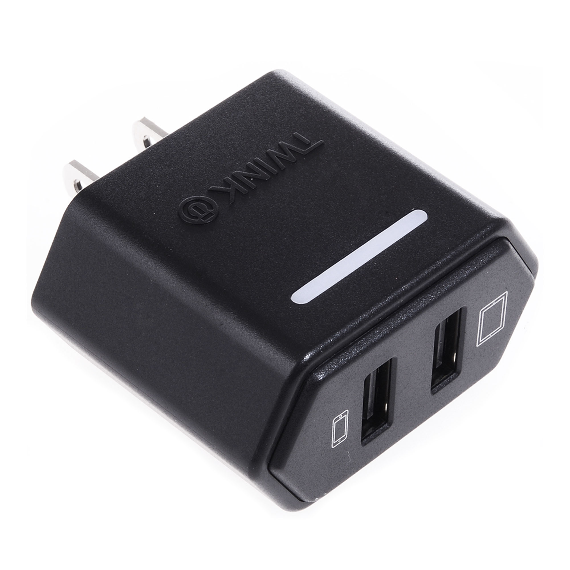 CARGADOR DE PARED TWINK 2 PUERTOS USB-A NEGRO 2.4A/12W