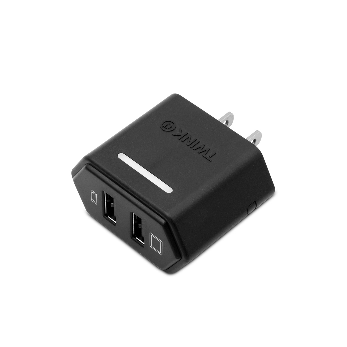 CARGADOR DE PARED TWINK 2 PUERTOS USB-A NEGRO 2.4A/12W