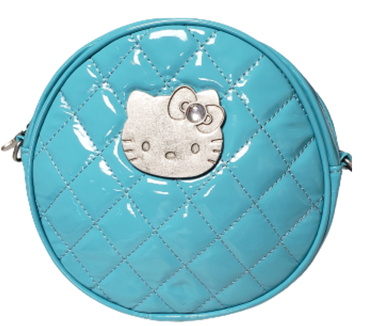Hello Kitty cartera redonda de vinil con correa y cierre verde