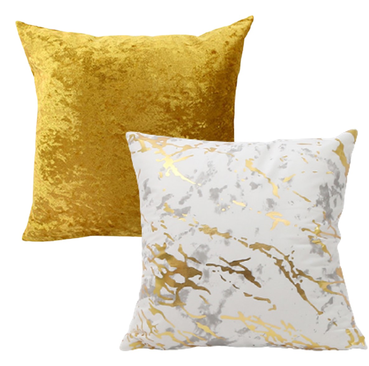 Juego 2 Fundas Para Cojines Decorativos dorado/marmol
