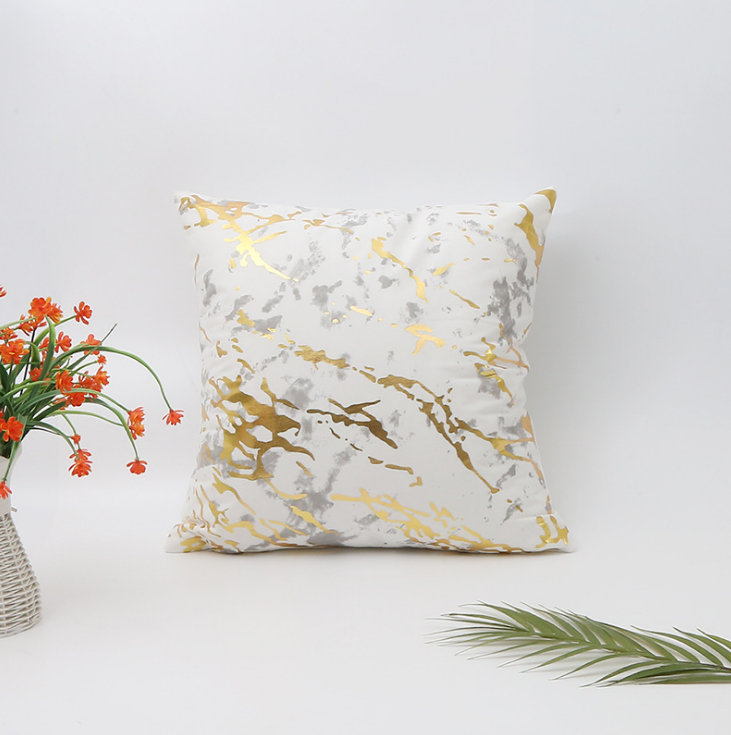 Juego 2 Fundas Para Cojines Decorativos dorado/marmol