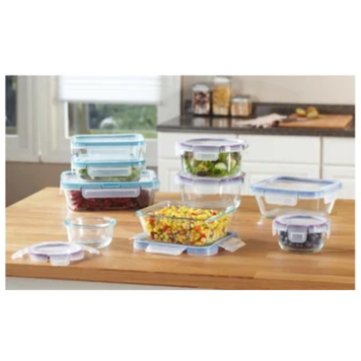 Snapware, juego de recipientes de vidrio con tapa, 18 piezas