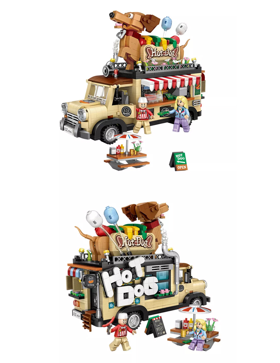 Kit Construcción 3d Bloques Carro Hot-Dogs Juguete Niños Multicolor Loz