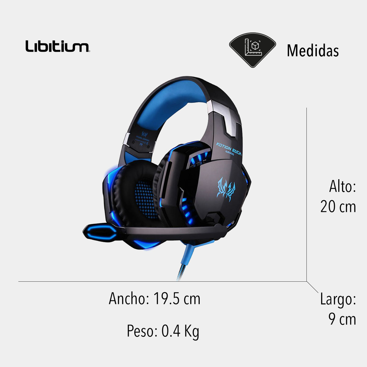 Audífonos Headset Gamer Con Micrófono Kotion Each G2000 Azul