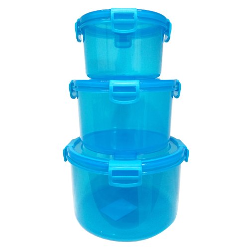 Recipiente Plástico Contenedor TUPPERS HERMETICOS 3 Pzas Azul