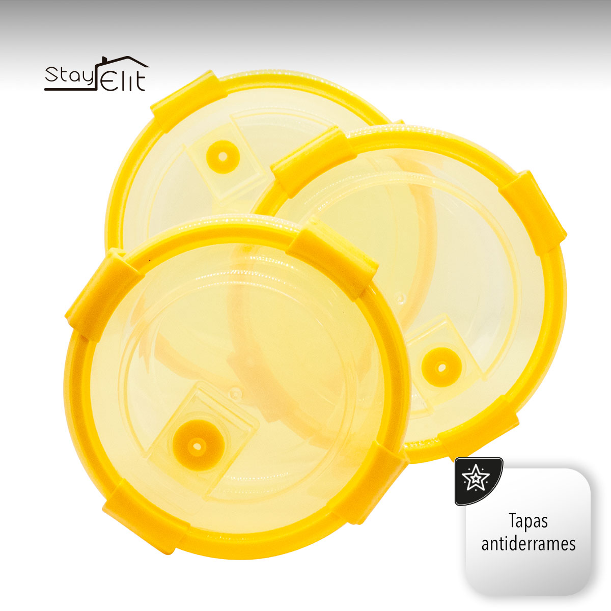 Recipiente Plástico Contenedor TUPPERS HERMETICOS 3 Pzas Amarillo