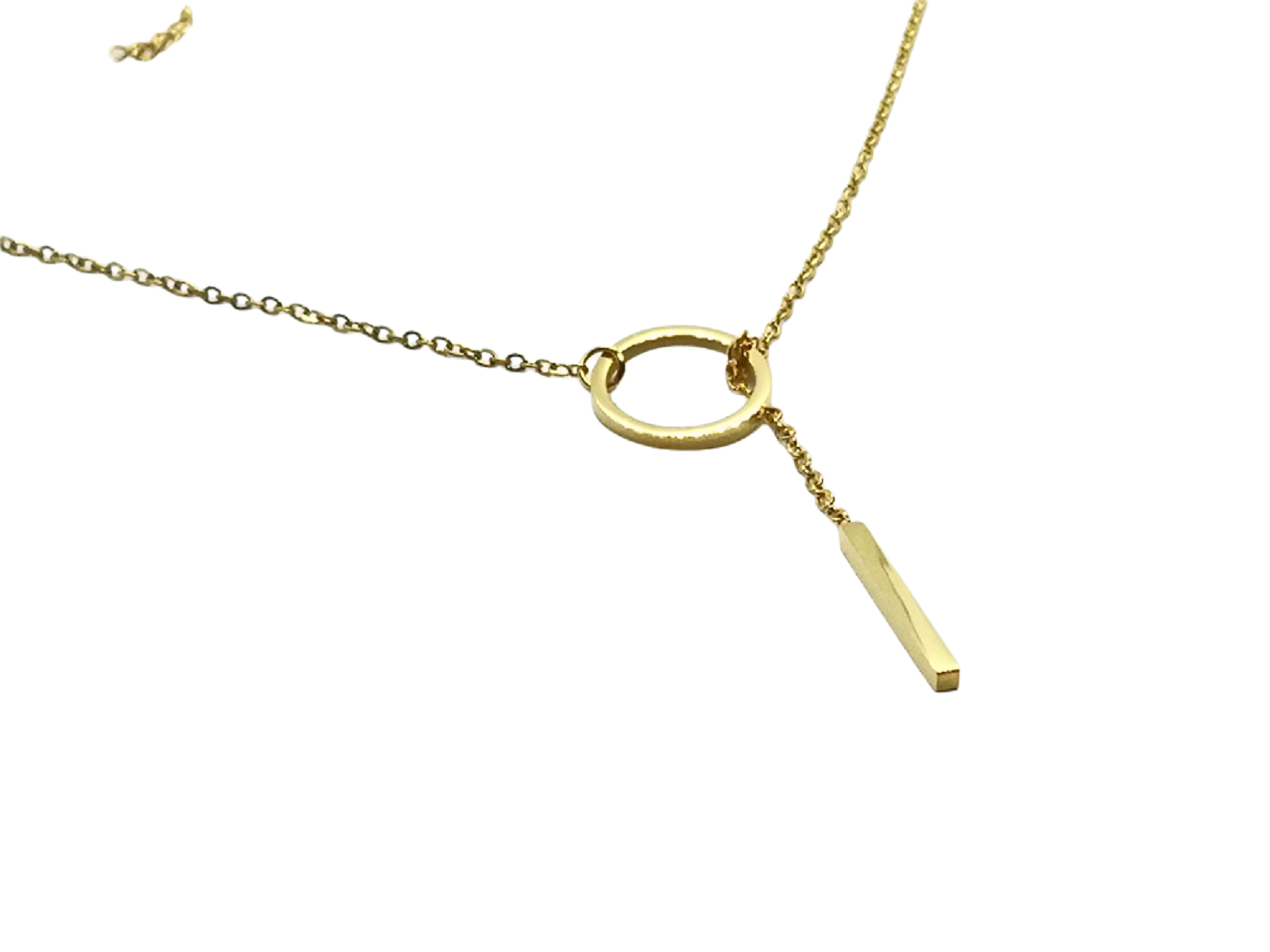 Collar Elegante  con Circulo y Barra en Acero Inoxidable y Oro Laminado