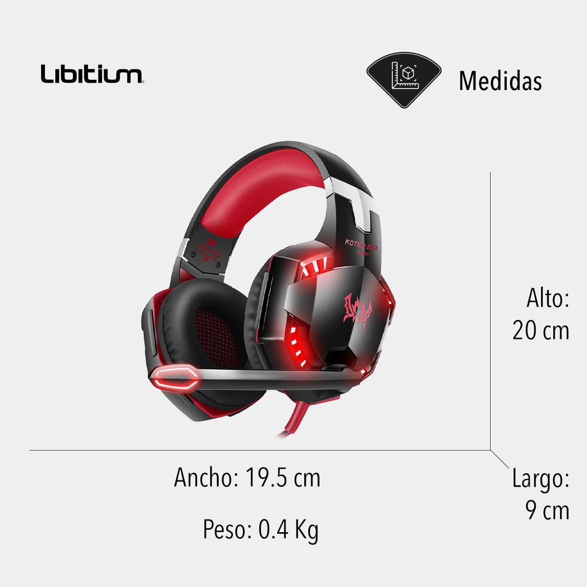 Audífonos Headset Gamer Con Micrófono Kotion Each G2000 Rojo