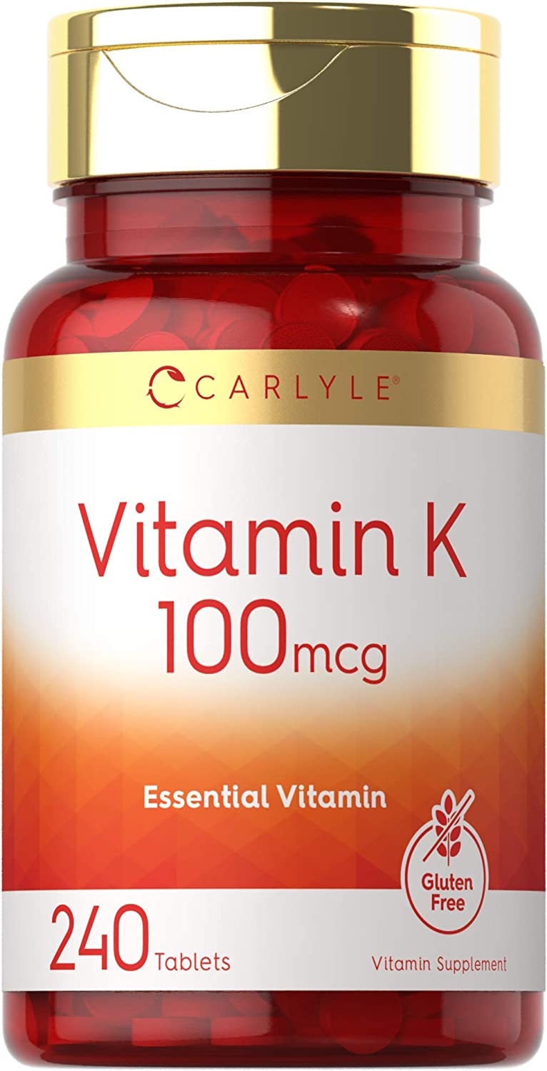 Vitamina K 100 mcg  240 Tabletas Sin Gluten 4.32 Onzas