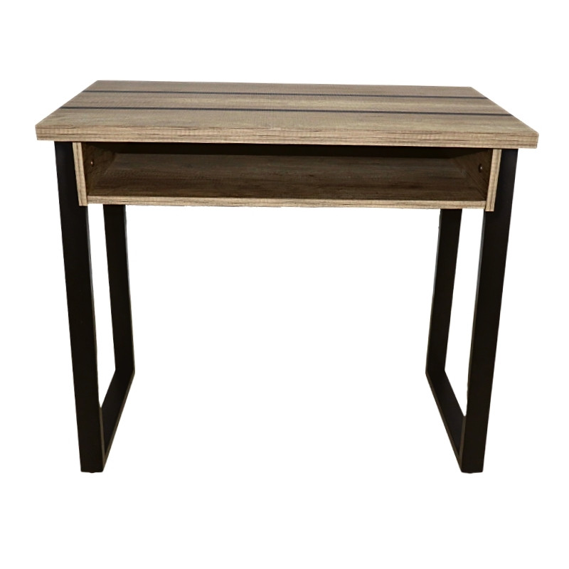 Escritorio Norval Muebles Matti Moderno de MDF y Melamina y Patas Metálicas Pequeño Roble y Negro 
