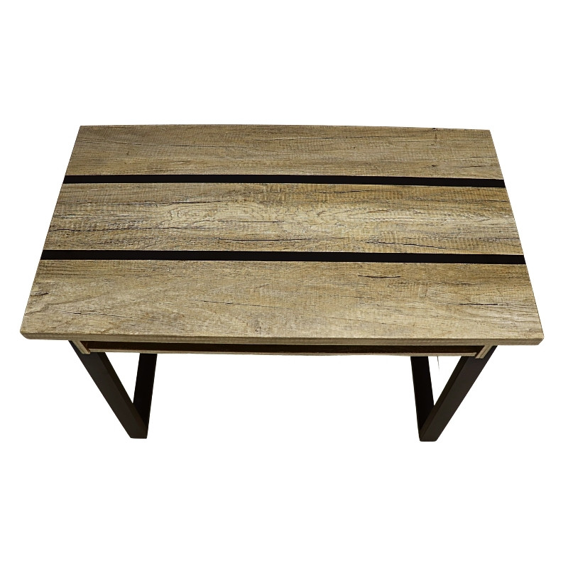 Escritorio Norval Muebles Matti Moderno de MDF y Melamina y Patas Metálicas Pequeño Roble y Negro 