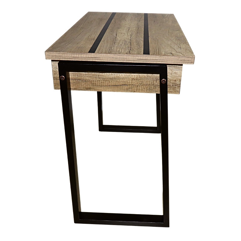 Escritorio Norval Muebles Matti Moderno de MDF y Melamina y Patas Metálicas Pequeño Roble y Negro 