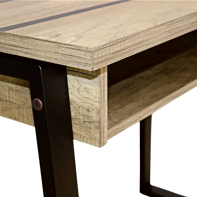 Escritorio Norval Muebles Matti Moderno de MDF y Melamina y Patas Metálicas Pequeño Roble y Negro 
