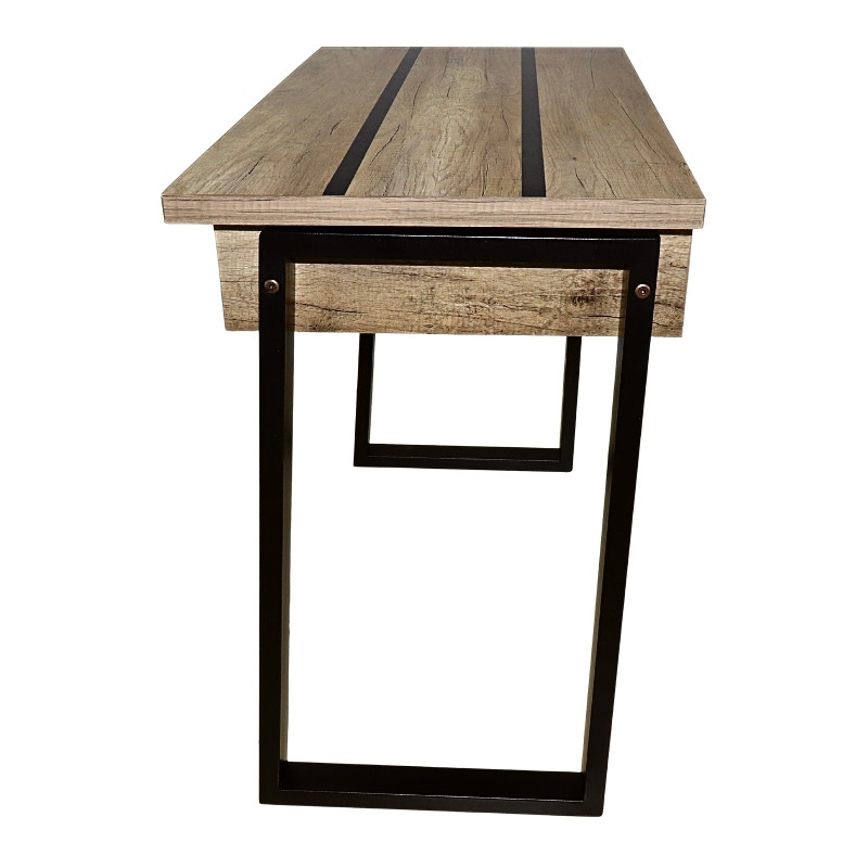 Escritorio Norval Muebles Matti Moderno de MDF y Melamina y Patas Metálicas Pequeño Roble y Negro 
