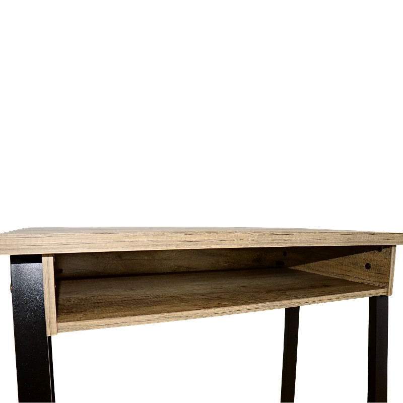 Escritorio Norval Muebles Matti Moderno de MDF y Melamina y Patas Metálicas Pequeño Roble y Negro 