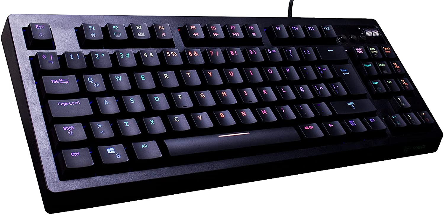 Teclado Gamer VSG Quasar iluminación RGB Qwerty Outemu Blue Conexión USB