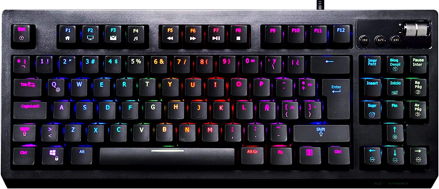 Teclado Gamer VSG Quasar iluminación RGB Qwerty Outemu Blue Conexión USB
