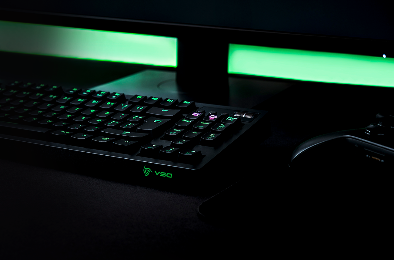 Teclado Gamer VSG Quasar iluminación RGB Qwerty Outemu Blue Conexión USB